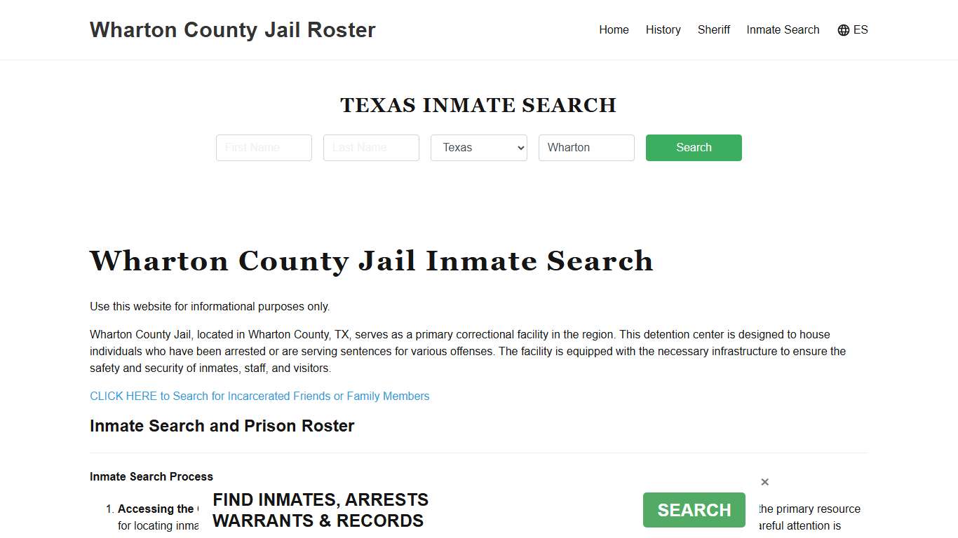 Wharton County Jail Roster Lookup, TX, Inmate Search